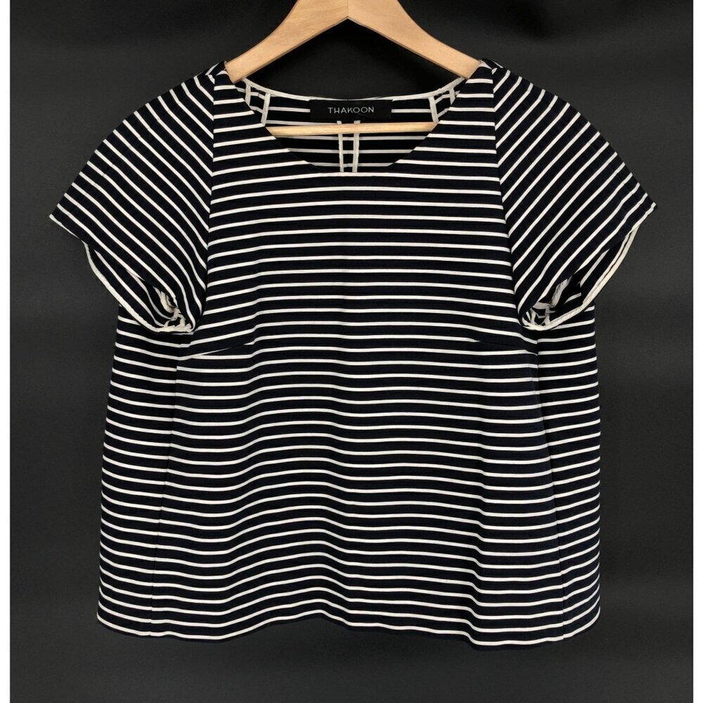 Thakoon Black & White Striped T-Shirt Top Womens 2 Oversized Lagenlook Artsy